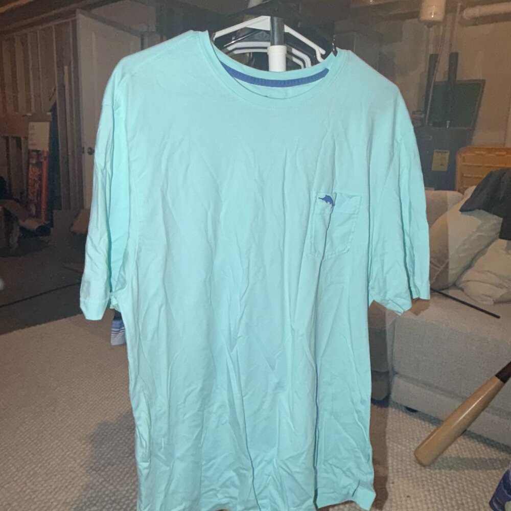 Tommy Bahama T-Shirt Men Large Blue Pocket Tee Short Sleeve Casual